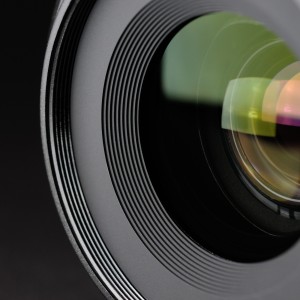 Camera,Lens,Close-up,On,Black,Background